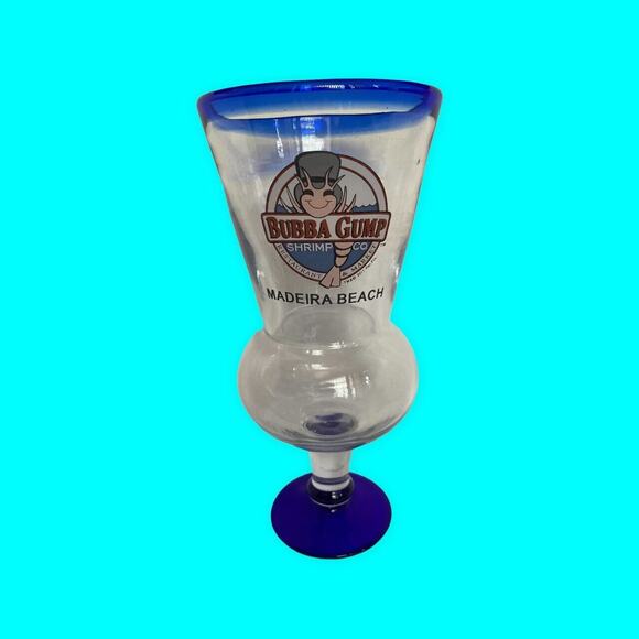 Bubba Gump Shrimp Company Madiera Beach Hurricane Glass Clear/Cobalt Blue - Picture 1 of 7